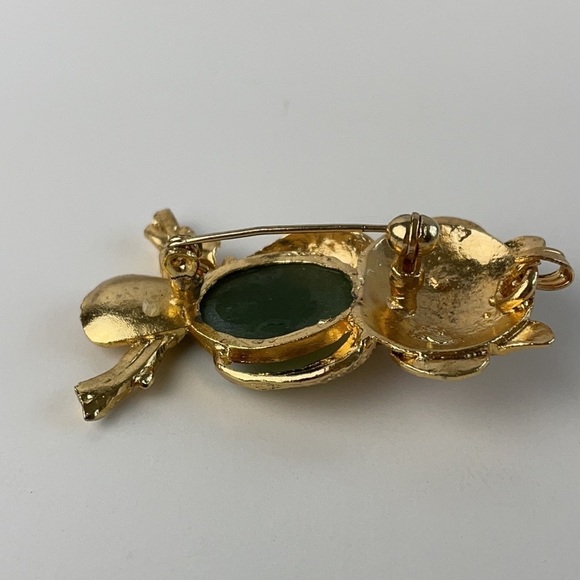 OWL BROOCH Pendant  Features Large Jade Gemstone Jelly Belly - Picture 7 of 10